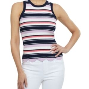 Laundry by Shelli Segal black striped ribbed tank